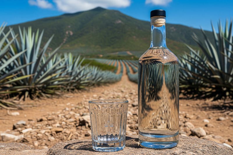 Mezcal vor Agavenplantage